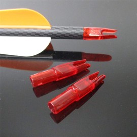 Letszhu Archery Arrows Nocks 6.20mm/.244" Inside Diameter Plastic Insert Tail for Hunting Target Shooting (Transparent Red)
