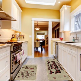 2 Pcs Christmas Kitchen Rugs and Mats Black Santa Claus African American Santa Kitchen Mat Non Slip Backing Merry Christmas Winter Farmhouse Party Floor Mat for Kitchen Decor 17 x 30 and 17 x 47 Inch