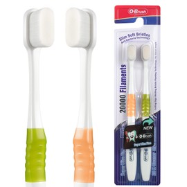 OBrush Soft Toothbrush for Sensitive Gums, Ultra Fine Tooth Brush for Adults, Pregnant and Elderly, Color Green and Bridge,Pack of 2