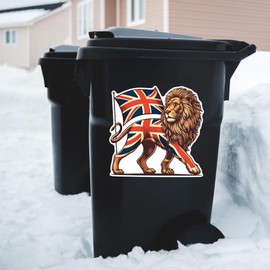 Extra Large 460mm 'Lion with Union Jack' Permanent Sticker Decal for Cars/Windows/Bins/Walls (DW00128163)