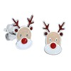 Reindeer Earrings Red Nosed Rudolph - Sterling Silver - Christmas