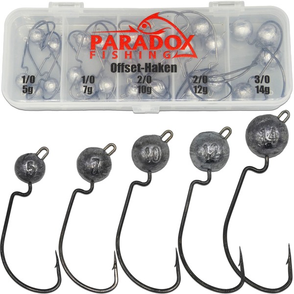 Paradox Fishing Premium Offset Hook Set 1/0-3/0 (5g/5g/7g/10g/14g) 24 Pieces