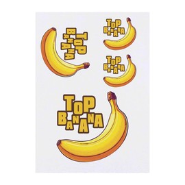 4 x 'Top Banana' Temporary Tattoos - Water Resistant, Skin-Safe, Non-Toxic Transfers, Mixed Sizes (TO00078104)