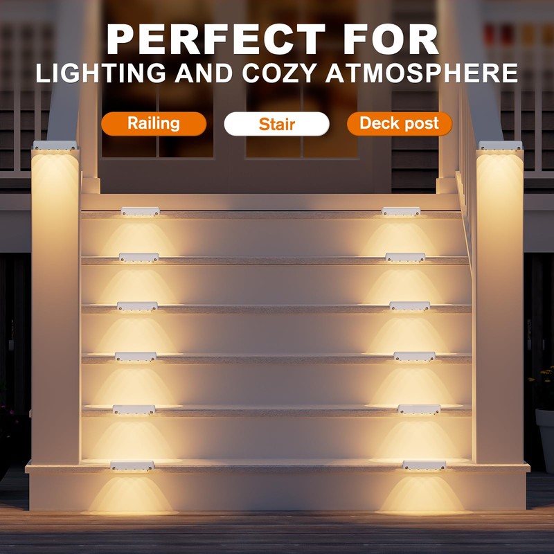 NIORSUN Solar Fence Lights Outdoor 8 Pack, IP65 Waterproof Large