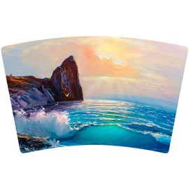 Mugzie 16 Ounce Stainless Steel Cocktail Shaker - Martini Shaker with Wetsuit Cover - Cliffside Sunrise