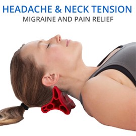 Davinci Tool (Red) -USA Made- Hard Rubber Neck Tension Relief & Pressure Point Massage Tool - Occipital Release Tool - Cervical Traction Device- Suboccipital Release Device - Neck Stretcher