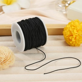 Elastic String for Bracelets, 1mm x 164 Feet Sturdy Black Elastic Cord for Jewelry Making, Necklaces, Beading and Crafts (Black)