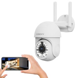 XIAOVV 2MP Outdoor Wired Wi-Fi Camera Outdoor ，Security Camera with HD 2.4G WiFi with Features Like Human Motion Tracking Security Cameras Wireless Outdoor Night Vision SD Card Storage.