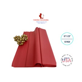 Scarlet Red Tissue Paper Squares, Bulk 10 Sheets, Premium Gift Wrap and Art Supplies for Birthdays, Holidays, or Presents by Feronia packaging, Large 15 Inch x 20 Inch Made in USA