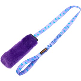 Tug-E-Nuff Faux Fur Squeaky Bungee Chaser Dog Toy (Lilac), Tough Dog Tug Toy for Puppy, Small, Medium and Large Breeds, Interactive Training Chase Toys, 118 cm