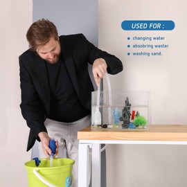 VIVOSUN Aquarium Gravel Cleaner Siphon Fish Tank Vacuum Cleaner with Fishing Net Long Nozzle Water Flow Controller - BPA Free