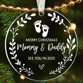 Gifts for Expecting Parents - Expecting Parents to Be Unique Gifts - Baby Pregnancy Announcement Gifts for Family, Husband - Expecting Baby Ornament 2025 - Acrylic Baby Pregnancy Announcement Ornament