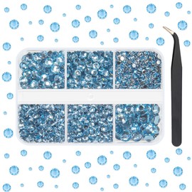 qiipii Light Blue Resin Crystal Rhinestones for Bedazzling Crafting 2mm-6mm Flatback Gems Stones Diamonds Crystals Gems for Nails Face Makeup Tumblers Bottles DIY Crafts Clothes Shoes Phones Scrapbook