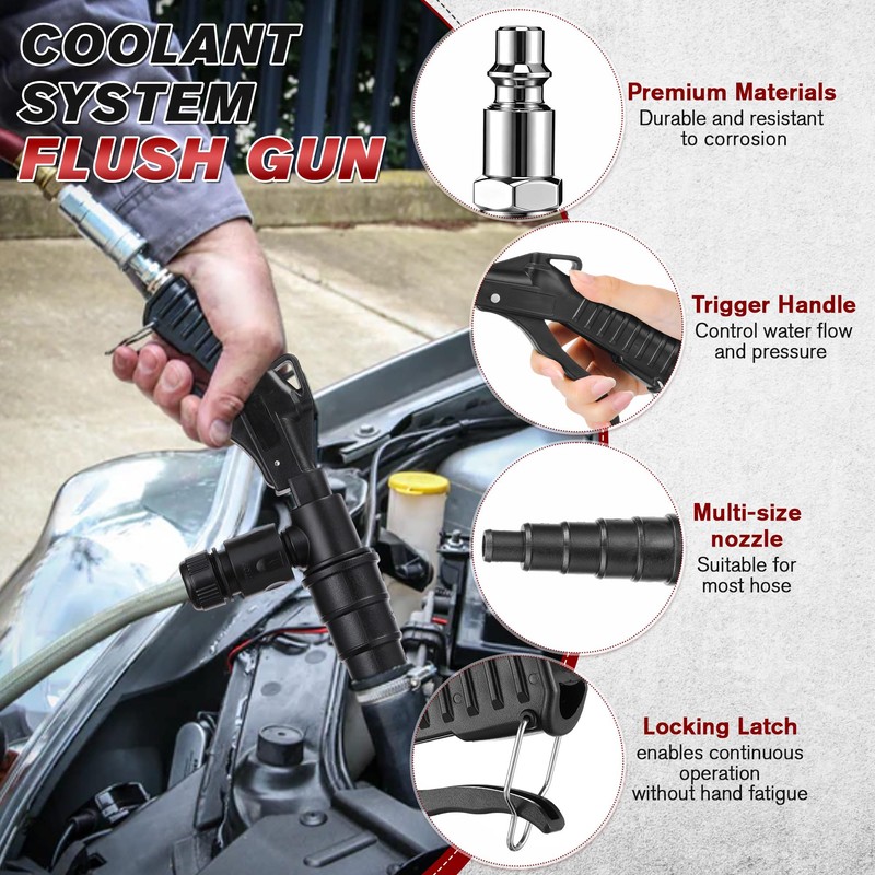 Gulfmew Coolant System Flush Gun, Lever Action Heater Core Flush