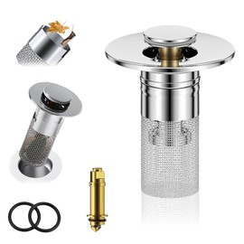 eltolent Kouglh Drain, Timnamy Drain Filter, Stainless Steel Floor Drain Filter Bathroom, Sink Stopper Pop Up Drain Plug Filter, Bathtub Drains Hair Catcher, with Removable Filter Basket (1 PCS)