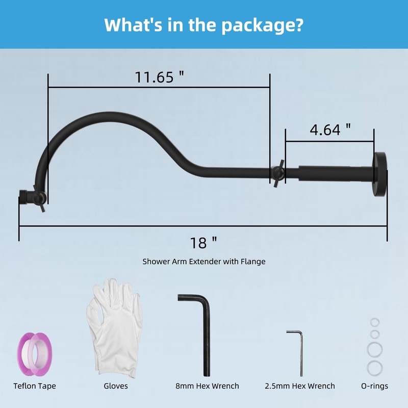 Hibbent All Metal Upgraded 18'' Shower Head Extension Arm, Shower