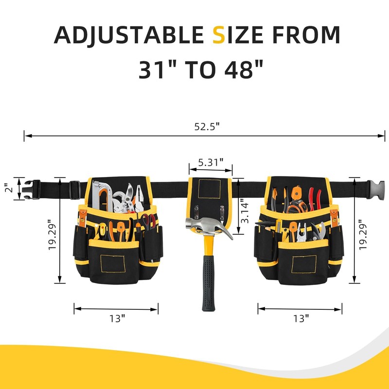 Tool Belt, Tool Belts for Men, Tool Organiser, 26 Pockets