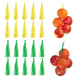 uxcell 100pcs Egg Hatching Bags, 24 Inch Mesh Nylon Netting Reusable Produce Mesh Bags Strong Stretchable Plastic Seafood Boil Bags for Fruits Vegetables Storage, Yellow/Green