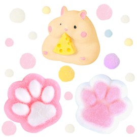 AWAVM 3PCS Hamster Squishy Cat Paw Squishy Toys Taba Squishy Paw Toys Stress Relief for Kids and Adults Fufu Squishy Hamster Set for Anxiety Portable Taba Squishy Kit for Relaxation and Party Favors