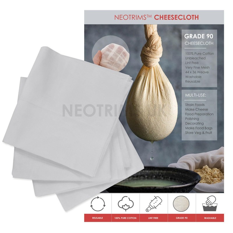 Muslin Cheese Cloth Fabric Pre Cut Packs for Food Kitchen
