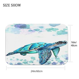 Britimes Bath Mat for Bathroom, sea Turtle Washable Cover Floor Rug Carpets Floor Mat Bathroom Decorations 16x24 Inches for Kitchen Bedroom Indoor