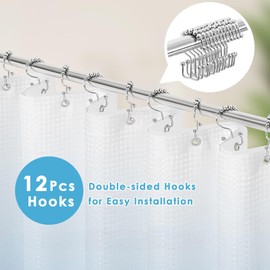 Nesphy 3 in 1 Shower Curtain and Liner,72 x 72 inch, Ombre Blue