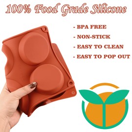 Sakolla 3 Pack Muffin Top Pans, 6 Cavities Silicone Egg Molds for Breakfast Sandwiches, Whoopie Pies, Hamburger Bun, English Muffins, Tarts, Corn Bread (Brick Red) ﻿ ﻿