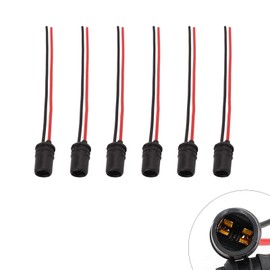 awlbed 6 PCS T10 Automotive Bulb Socket, 0.86" x 0.47" Round Mouth 12961 Rubber Socket Harness Connector Adapter with 4.33" Wire, Bulb Auxiliary Lighting Accessory, Compatible with Most Cars (Black)