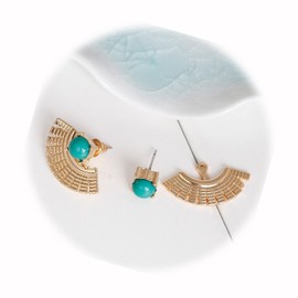 Add a Touch of Elegance to Your Collection with Our Sexy Sparles Ear Jacket Stud Earrings Fan-Shaped Gold Plated Green Back Ear Cuff Perfect for Any Occasion SE1334SPAR