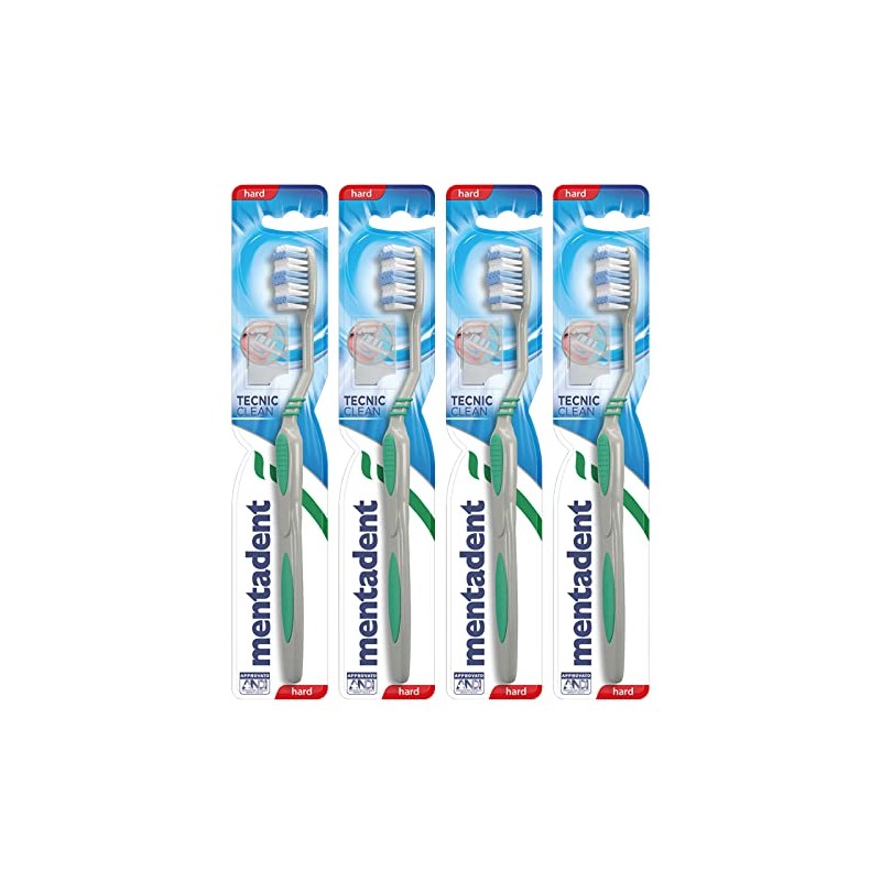 4 x Mentadent Tecnic Clean Zahnbürste mit harten Borsten und