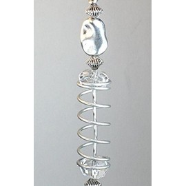 A Silvery Swirl Spring & Faceted Clear Glass Ceiling Fan Pull Chain
