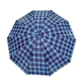 RINCS Essentials ladies printed compact Umbrella– Windproof and Water-Resistant with UV Protection | Small Folding Handbag Brolly - Ideal for All Weather Conditions (Blue Checkered)