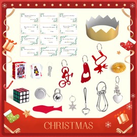 Christmas Crackers, 12 Pack Christmas Party Favors with Party Hat, Joke & Little Gift Inside for Christmas Thanksgiving Seasonal Holiday Dinner Traditions (Red and White)