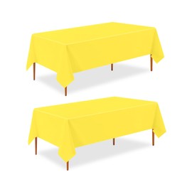 ZHIAXTON Yellow Plastic Table Cloth Disposable 2 Pack,54 X 108 Inch Table Cloths Rectangle for Birthday Party,Wedding,Anniversary and Family Gatherings