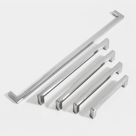 Fanruier 10 Pieces Square Light Gold and Silver Cabinet Door Handle Kitchen Cabinet Drawer Cabinet Furniture Shoe Cabinet Aluminium Alloy Handle (Light Silver, 160 mm)