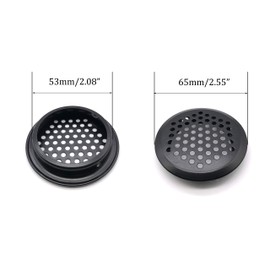 50Pcs Air Vents 53mm Circular Soffit Vent Stainless Steel Round Vent Mesh Hole Louver for Kitchen Bathroom Cabinet Wardrobe (Black)