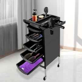 TITIDU Barber Cart 6-Layer Storage Cart Hair Beauty Salon Trolley Cart Rolling Station for Hair Stylist, Rolling Cart with Wheels