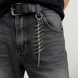 Llavero de espina de pescado de metal único con punk para mochila clip punk llavero de joyería gótica para hombres