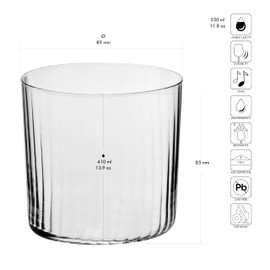 Krosno Textured Wavy Cider Glasses, Set of 6, 13,86 Fl. OZ, Mixology Lumi Collection, Water, Juice and Cold Drinks, For Everyday Use, Dishwasher Safe, Made in Europe