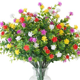 AWARDSEN Artificial Flowers for Outdoor Spring Summer Decorations, UV Resistant Fake Plastic Flowers for Porch Decor Faux Planters for Outdoor Yard Decor Window Box Decor(Colorful 4pcs)