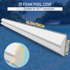 Desunqin 46.5" 20PCS Peel and Stick Pool Cove for 24' Round Above Ground Pool, Closed Cell Foam Peel and Stick Above Ground Pool Cove with Adhesive Backing, Protect Pool Liner, Prevents Excess Wear