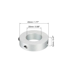 MECCANIXITY Eje Collar 0.98 Pulgadas Diámetro Doble Dividido Aluminio Sujeción Collar Eje Collarines con Fijación Tornillo Plateado Tono Paquete de 2