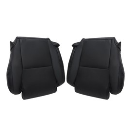 Priprilod Black Non-Perforated Leather Driver and Passenger Side Bottom Replacement Seat Cover Compatible with Toyota Tundra 2007 2008 2009 2010 2011 2012 2013