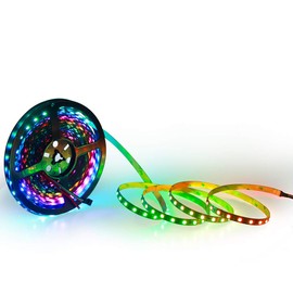 ALITOVE 32.8ft 24V WS2811 Addressable RGB LED Strip Light Programmable Dream Color Digital Flexible LED Pixel Light Rainbow Chasing Effect LED Rope 10m 600 LEDs 5050 SMD Non-Waterproof Black PCB