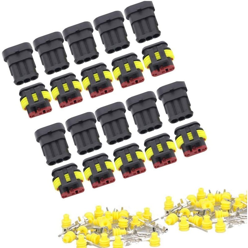 GTIWUNG 10 Kit 3 Pin Waterproof Connector Coupler Waterproof Connector
