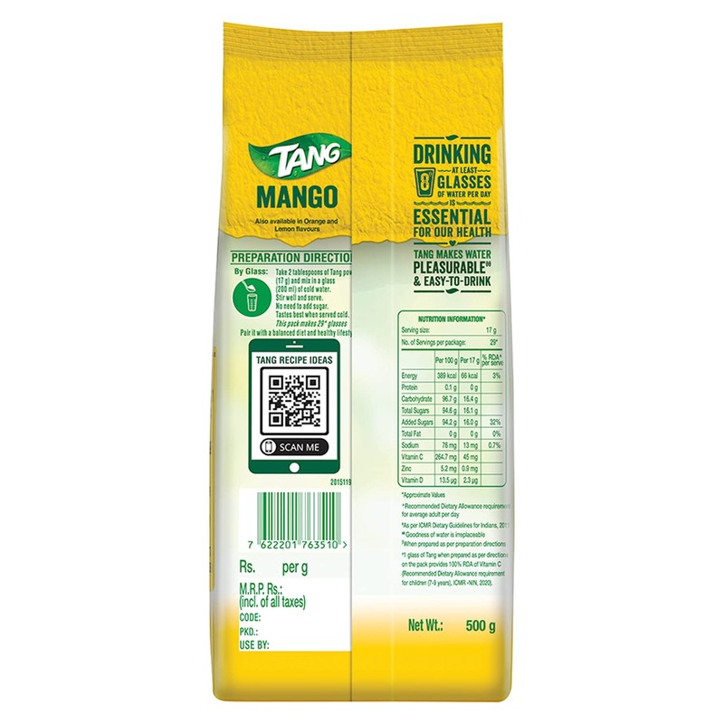 Tang Mango Instant Drink Mix, 500 grams (17.6 oz) pouch