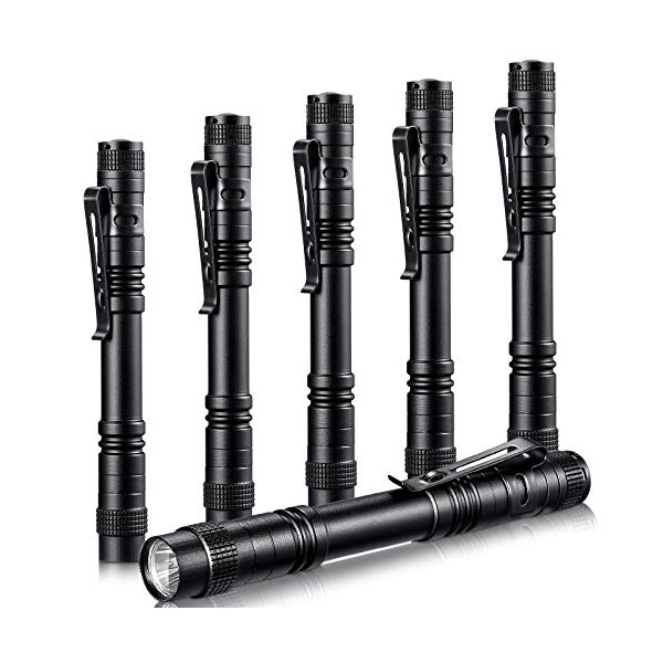 6 Pieces LED Pen Light Flashlight Small Mini Flashlight Pocket Light Penlight with Clip Compact Torch for Inspection Work and Repair
