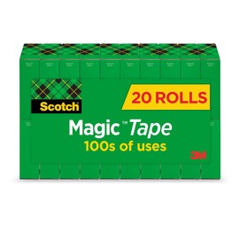 Scotch Magic Tape Refill, 3/4 inch x 1000 inches, 1-Inch Core, Invisible Matte Finish, Ideal for Office, Home, and School, 20-Pack