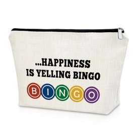 Bingo Gifts Gray Makeup Bag Funny Gifts for Bingo Lovers Casino Lover Gifts for Sister Grandma Cosmetic Bag Bingo Player Gifts Gambling Gifts Lucky Bingo Birthday Christmas Gifts Travel Pouch