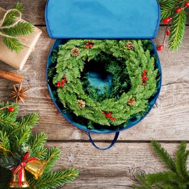 Storage Bag, Christmas Wreath Storage Container Bag, Christmas Hanging Wreath, Expandable Space with Handle and Zip for Christmas Decorations, Wreaths, Garland Storage Bag